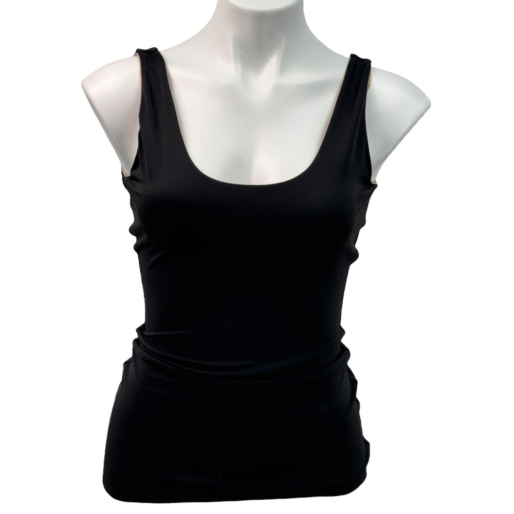 Spanx Shaping Tank Top Women SZ XL Tan Black Reversible Shapewear Smooth Scoop